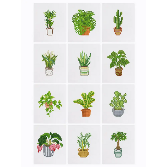 Set of 12 Plants A - Mini Diamond Painting Kits - Mini Painting