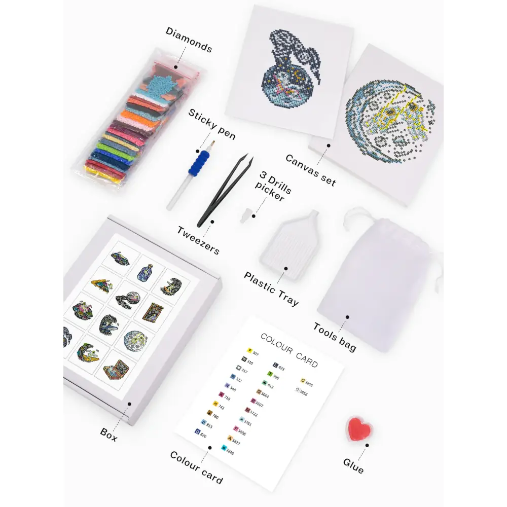 Set of 12 Space Creations - Mini Diamond Painting Kits - Mini Painting