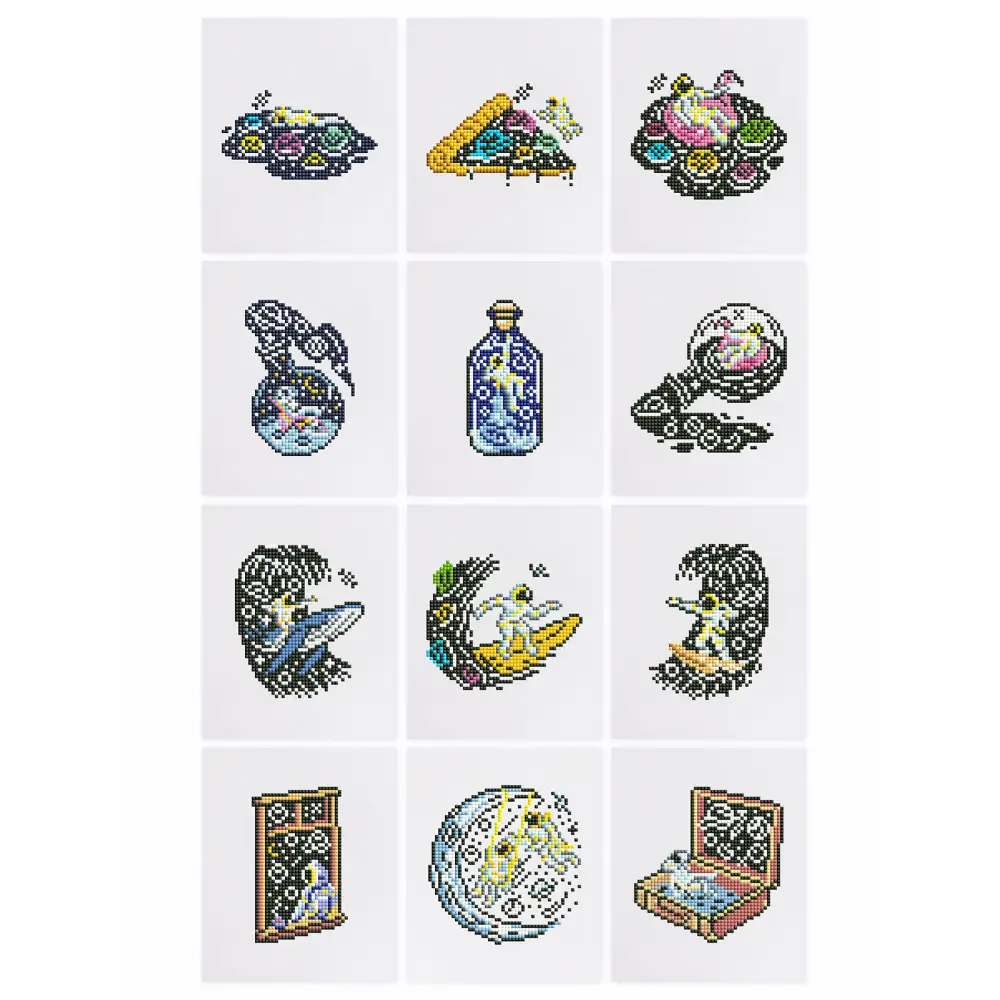 Set of 12 Space Creations - Mini Diamond Painting Kits - Mini Painting