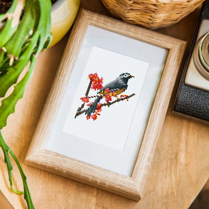 Set of 2 Bird and Flower - Mini Diamond Painting Kits - Mini Painting