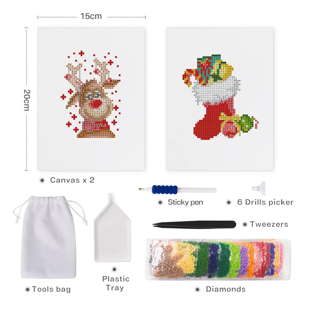 Set of 2 Christmas - Mini Diamond Painting Kits - Mini Painting