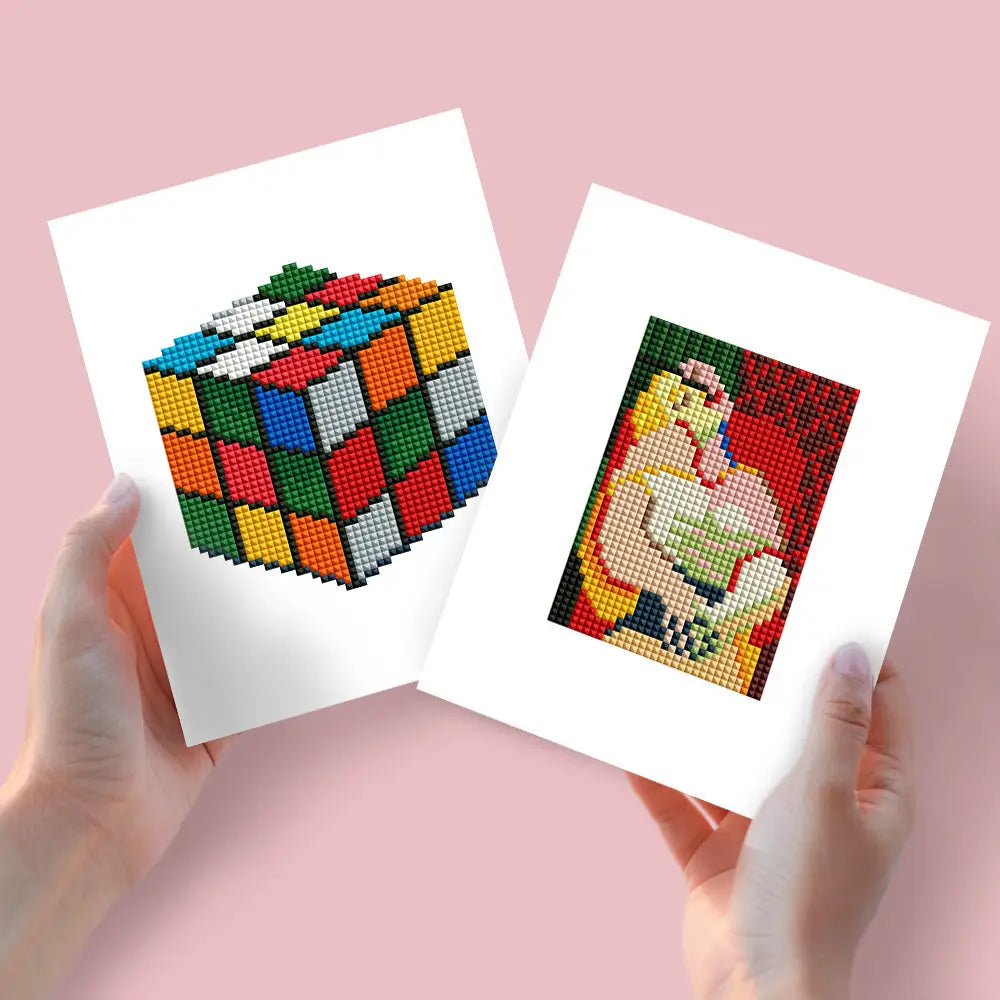 Set of 2 Cube and Woman - Mini Diamond Painting Kits - Mini Painting