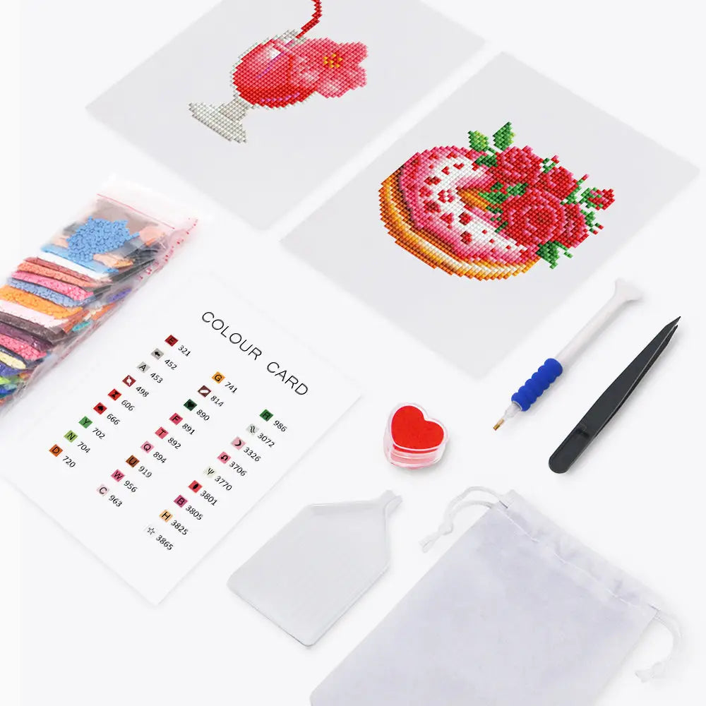 Set of 2 Drink and Donut - Mini Diamond Painting Kits - Mini Painting
