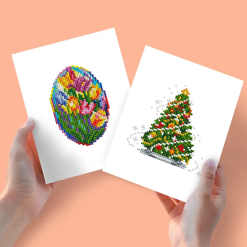 Set of 2 Flower and Tree - Mini Diamond Painting Kits - Mini Painting