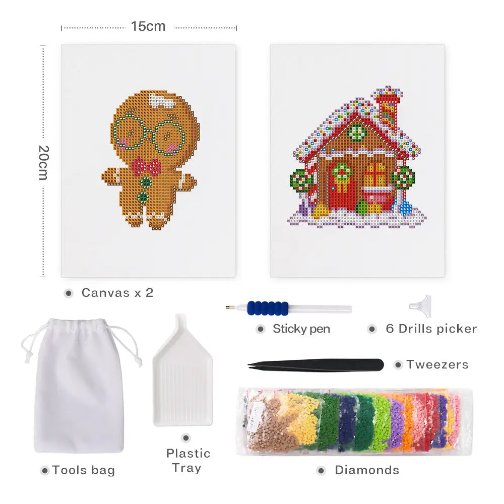Set of 2 Gingerbread House - Mini Diamond Painting Kits - Mini Painting