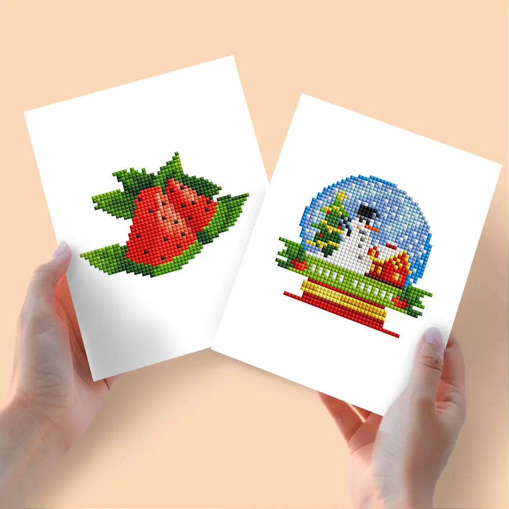Set of 2 Watermelon and Snow Globe - Mini Diamond Painting Kits - Mini Painting