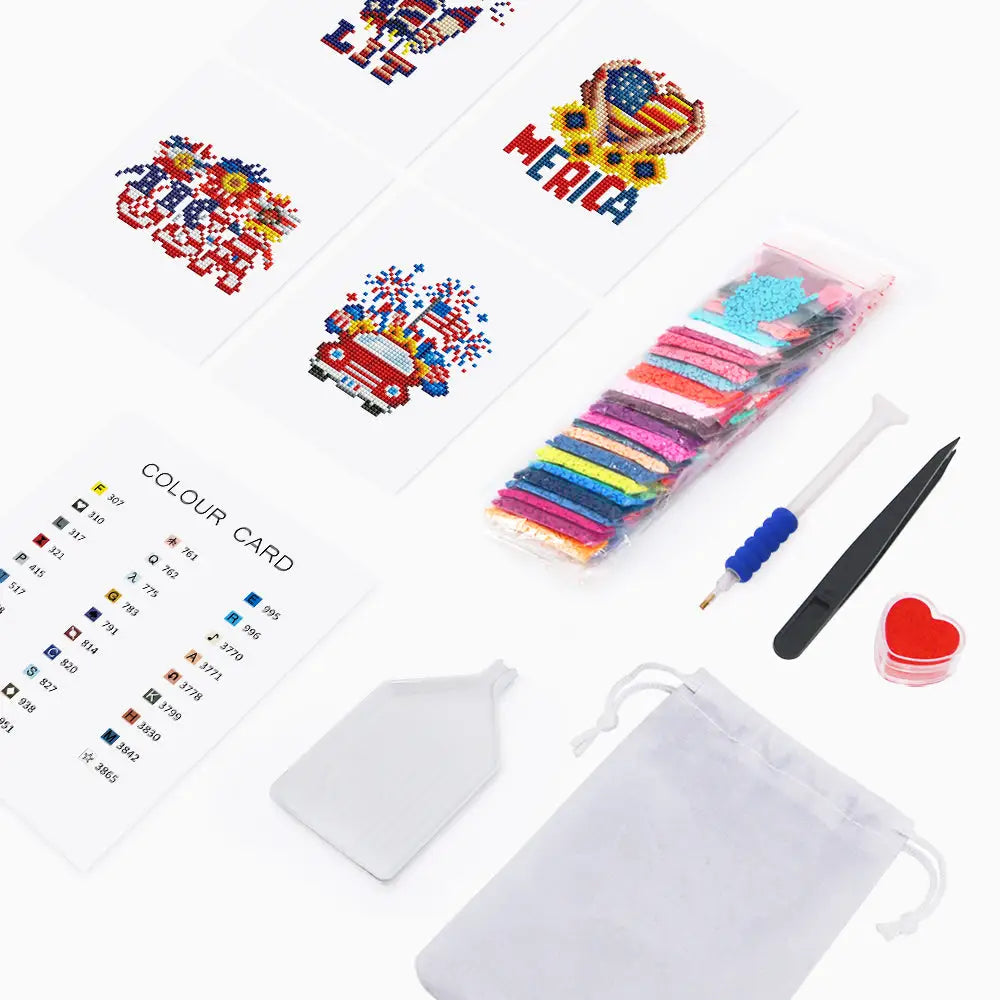 Set of 4 America - Mini Diamond Painting Kits - Mini Painting