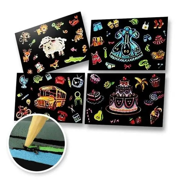 Set of 4 Assorted Scratch Postcards - Scratch Painting