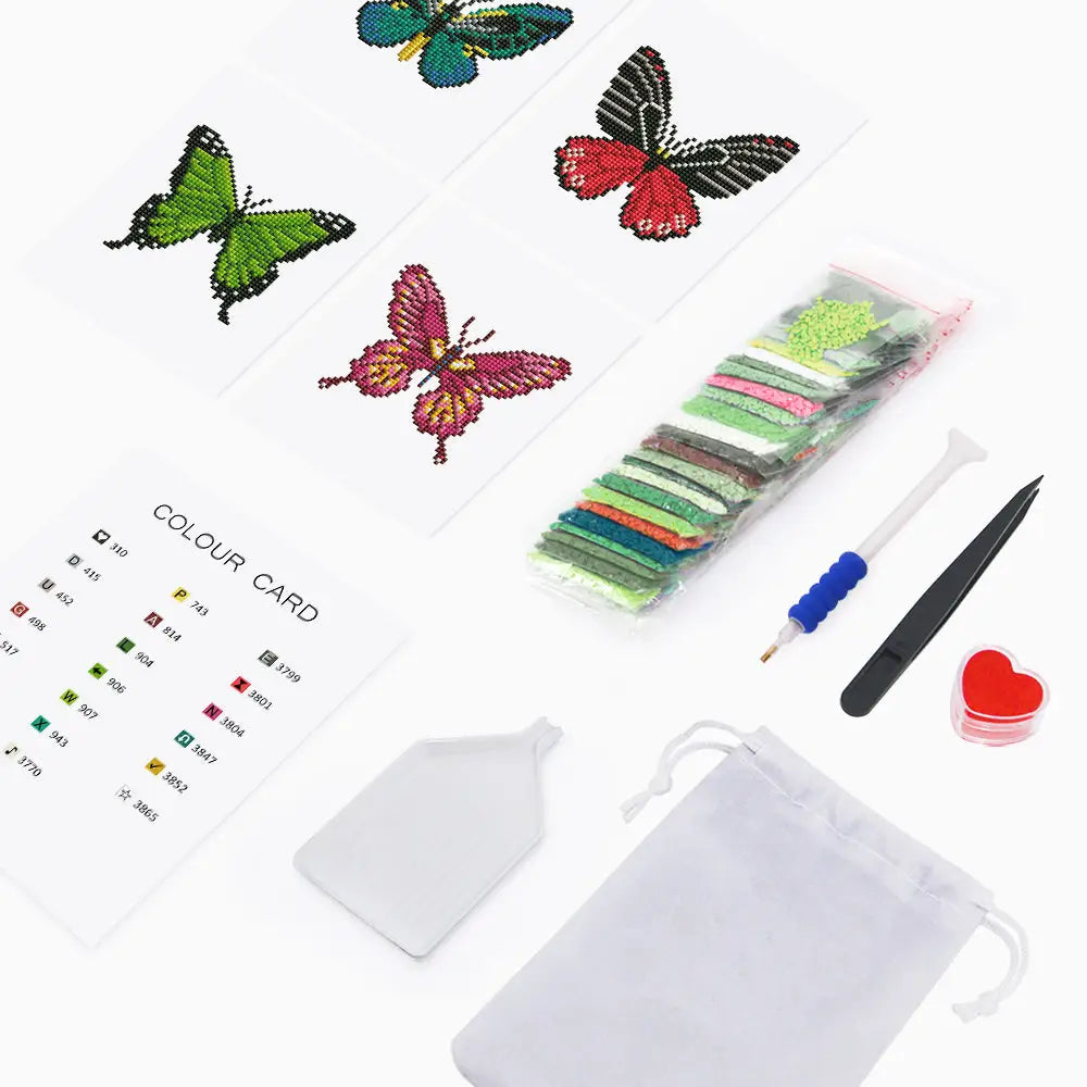 Set of 4 Butterflies - Mini Diamond Painting Kits - Mini Painting