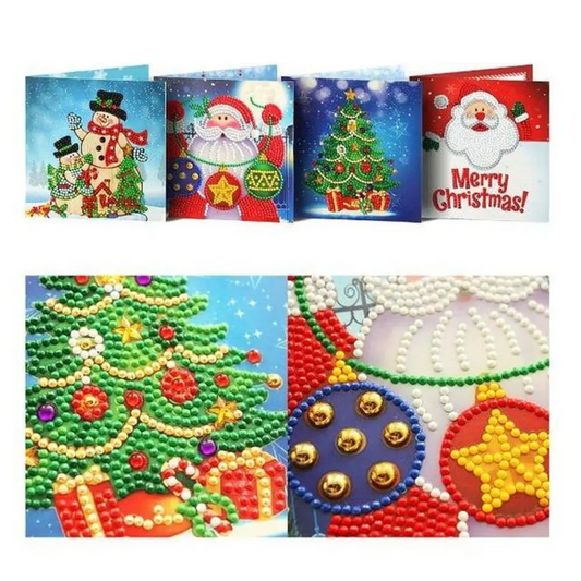 Set of 4 Christmas Greeting Cards Pack D - Diamond Painting Kit - Home Craftology