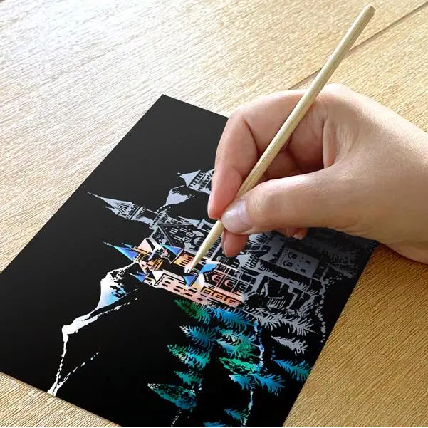 Set of 4 Historical Landmarks Scratch Postcards - Scratch Painting