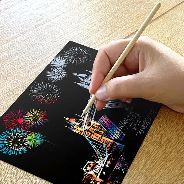 Set of 4 Iconic Views Scratch Postcards - Scratch Painting