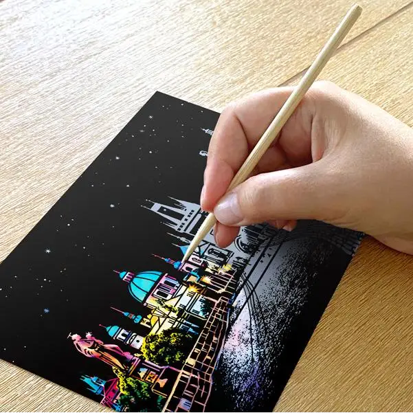 Set of 4 Landmarks of the World Scratch Postcards - Scratch Painting