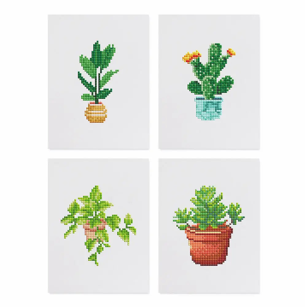 Set of 4 Plants - Mini Diamond Painting Kits - Mini Painting