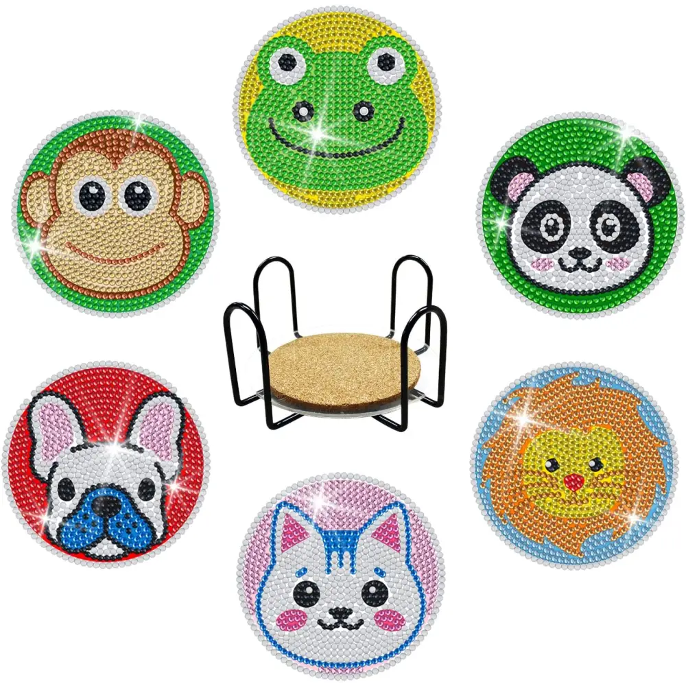 Set of 6 Animal Headshots - Diamond Painting Coaster - Coasters