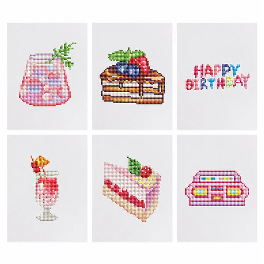 Set of 6 Birthday - Mini Diamond Painting Kits - Mini Painting