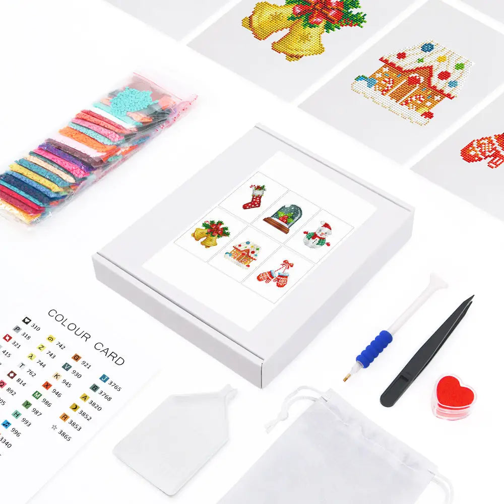 Set of 6 Christmas Items - Mini Diamond Painting Kits - Mini Painting