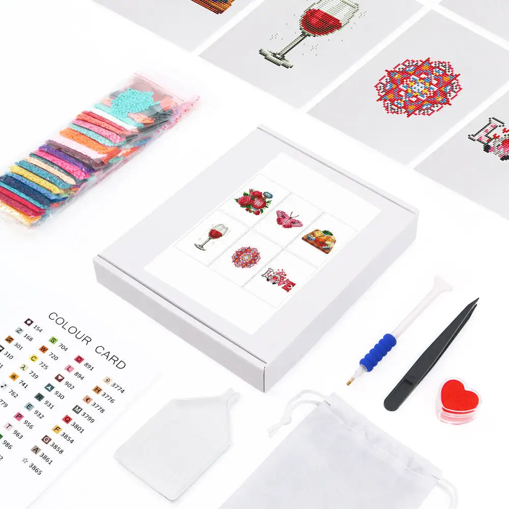 Set of 6 Date Night - Mini Diamond Painting Kits - Mini Painting