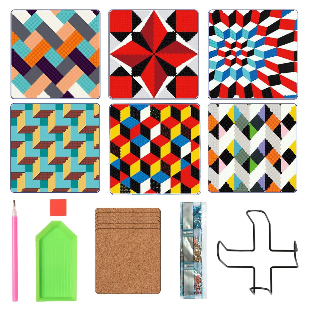 Set of 6 Geometric Shapes - Diamond Painting Coaster - Coasters