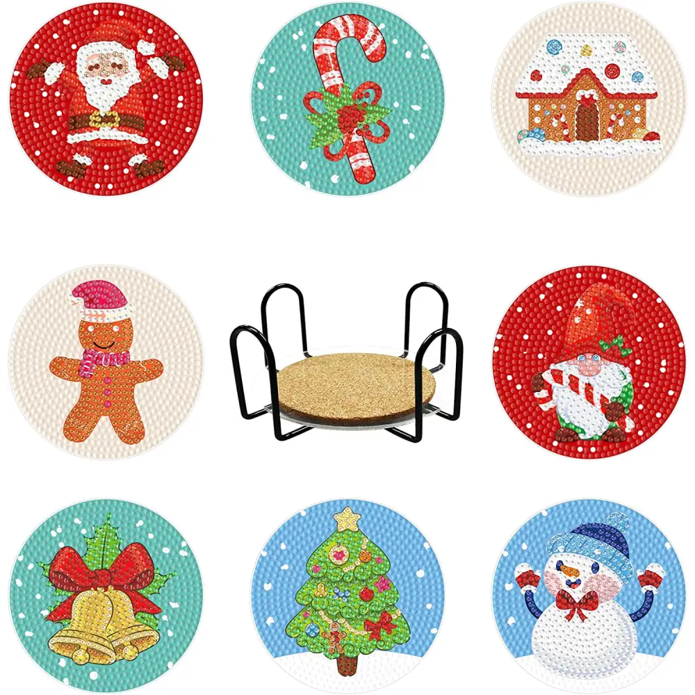 Set of 8 Christmas - Diamond Painting Coaster - Coasters