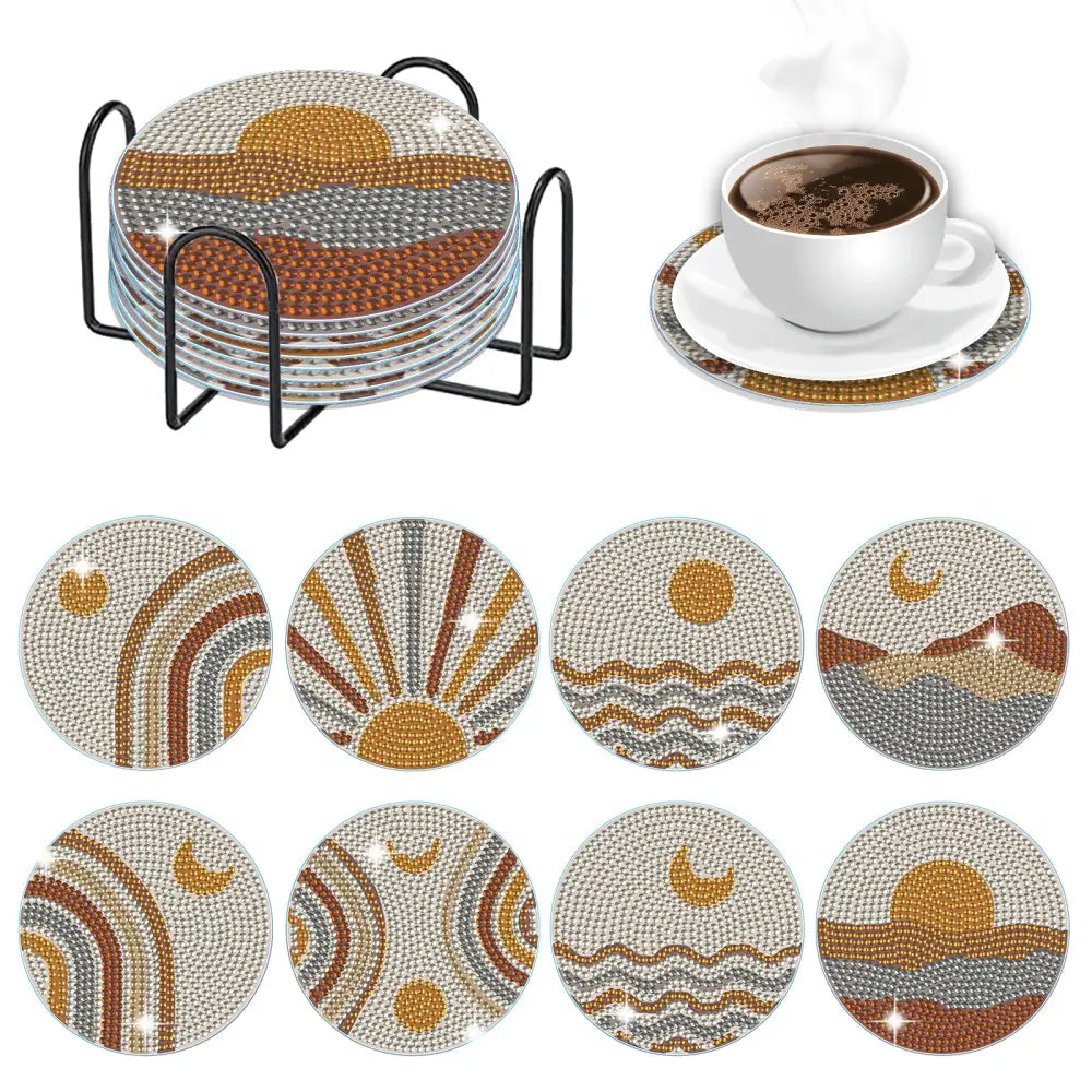 Set of 8 Sun and Moon - Diamond Painting Coaster - Coasters