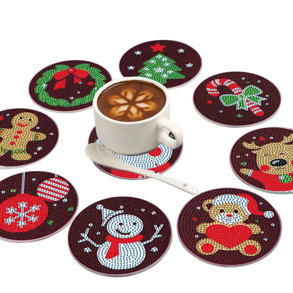 Set of 9 Brown Christmas - Diamond Painting Coaster - Coasters