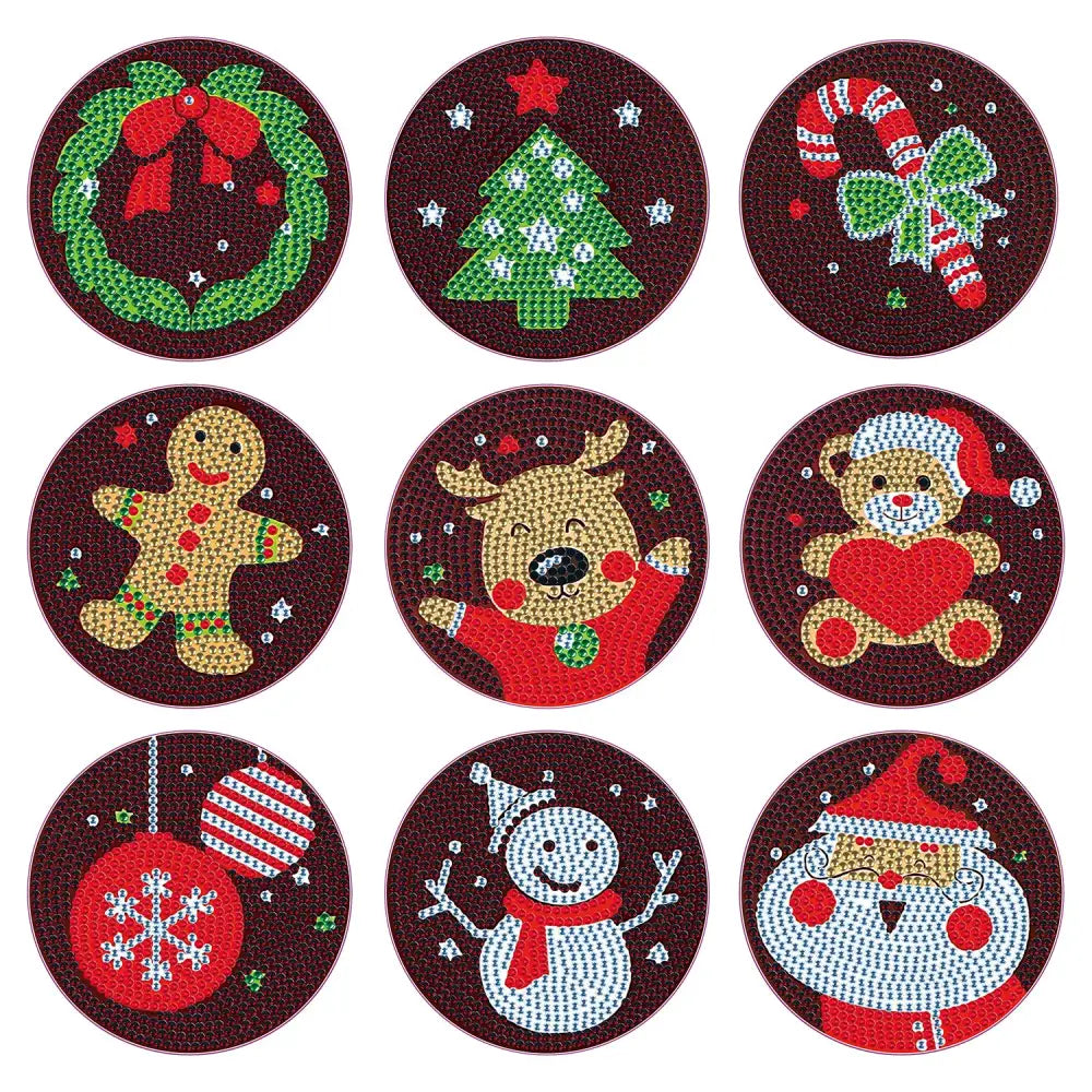 Set of 9 Brown Christmas - Diamond Painting Coaster - Coasters