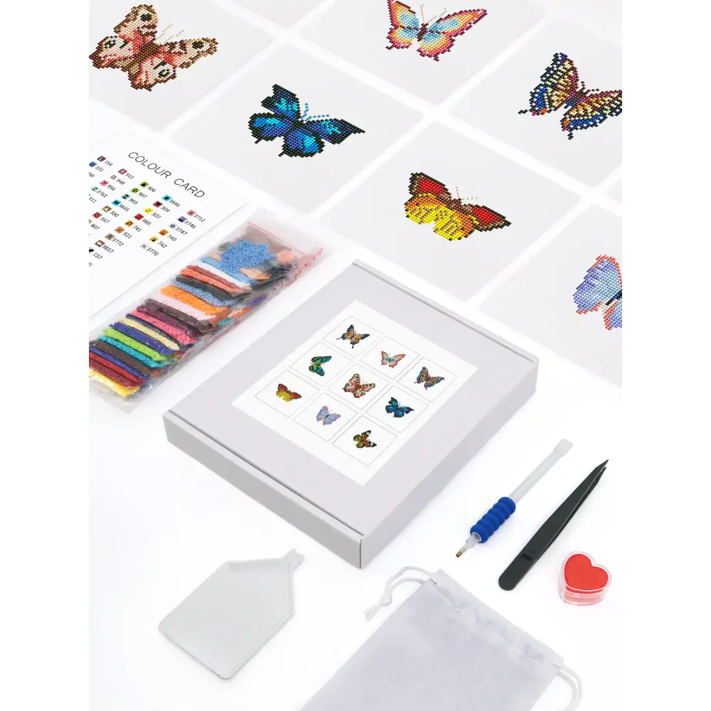Set of 9 Butterflies - Mini Diamond Painting Kits - Mini Painting