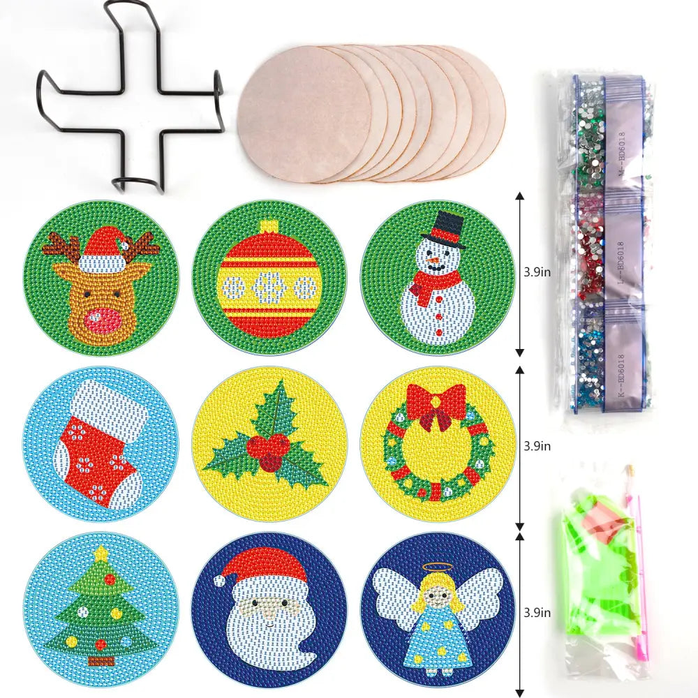 Set of 9 Christmas - Diamond Painting Coaster - Coasters
