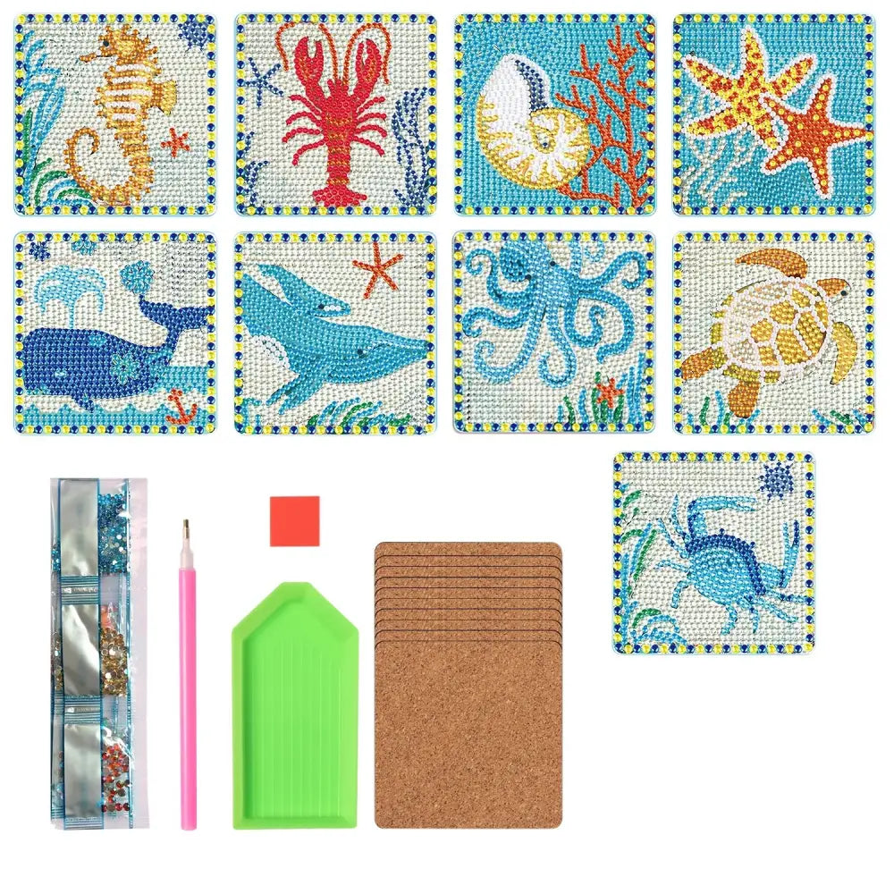 Set of 9 Underwater - Diamond Painting Coaster - Coasters