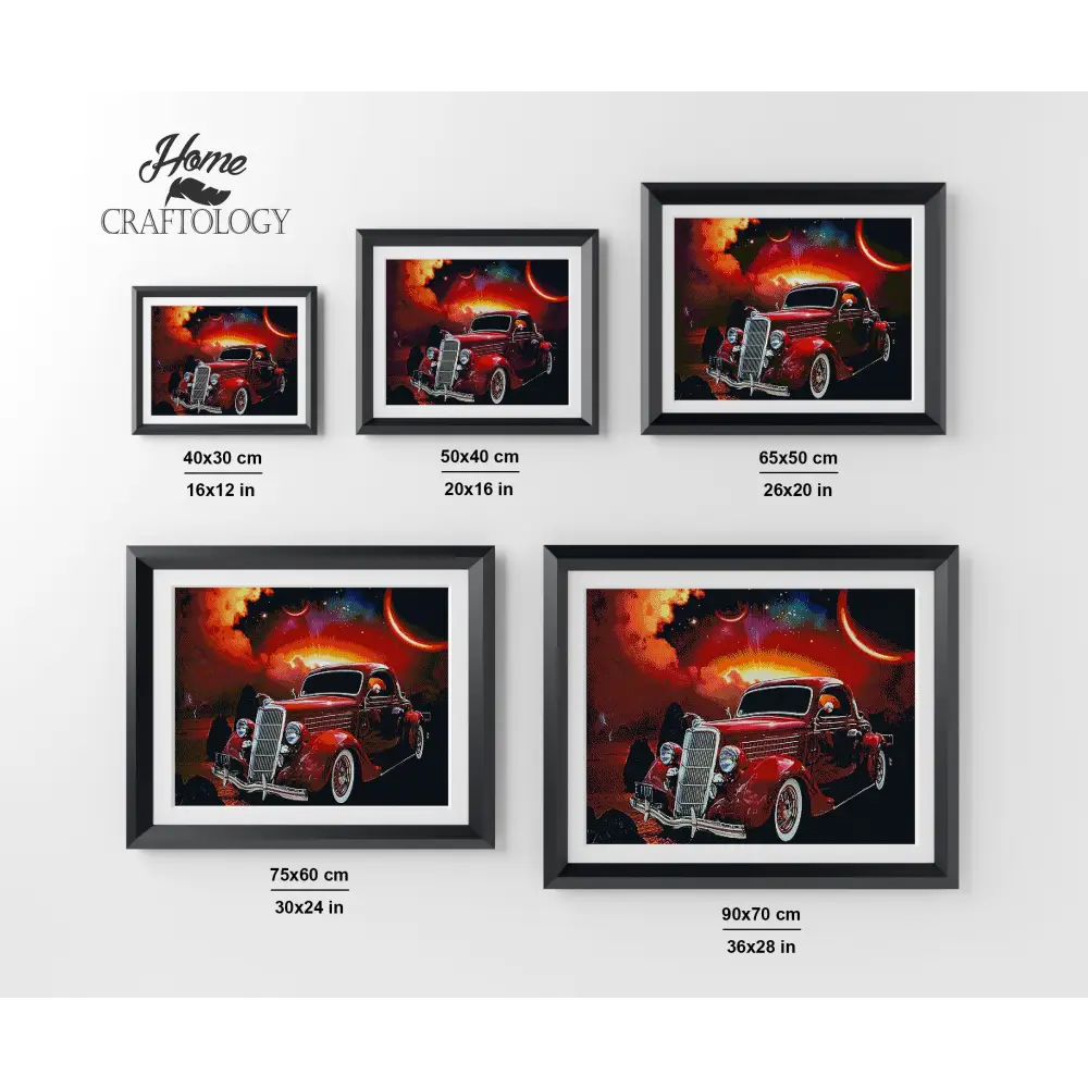 Shiny Red Vintage Car - Premium Diamond Painting Kit - Diamond Painting Kit
