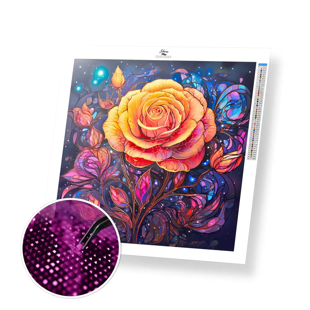 Shiny Rose - Exclusive Premium Diamond Painting Kit - 20x20cm / 8x8’’ / Square (Most Popular) / No Frame - Diamond
