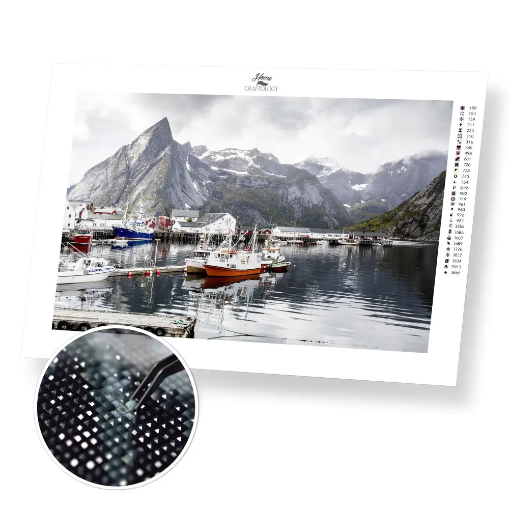 Ships at Fjord - Premium Diamond Painting Kit - 45x30cm / 18x12’’ / Square (Most Popular) - Diamond Painting Kit