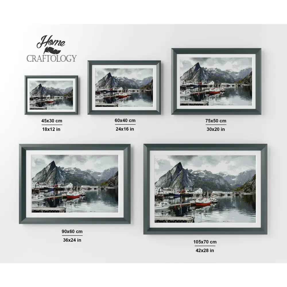 Ships at Fjord - Premium Diamond Painting Kit - Diamond Painting Kit
