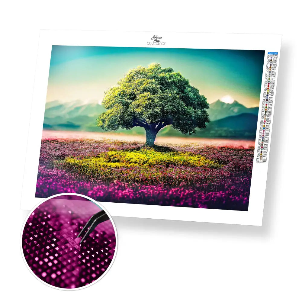 Single Tree - Premium Diamond Painting Kit - 40x30cm / 16x12’’ / Square (Most Popular) - Diamond Painting Kit