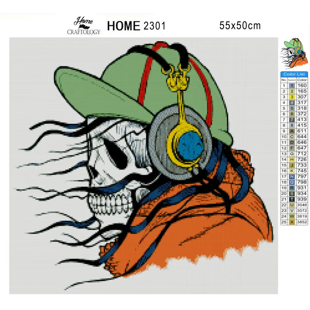 Skeleton Listening to Music - Premium Diamond Painting Kit - Diamond Painting Kit