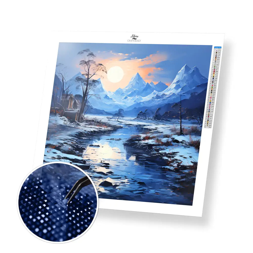 Snowy Mountains - Exclusive Premium Diamond Painting Kit - 30x30cm / 12x12’’ / Square (Most Popular) - Diamond Painting