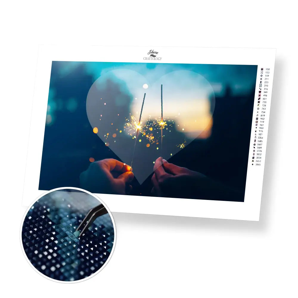 Sparklers and Lovers - Premium Diamond Painting Kit - 50x30cm / 20x12’’ / Square (Most Popular) - Diamond Painting Kit