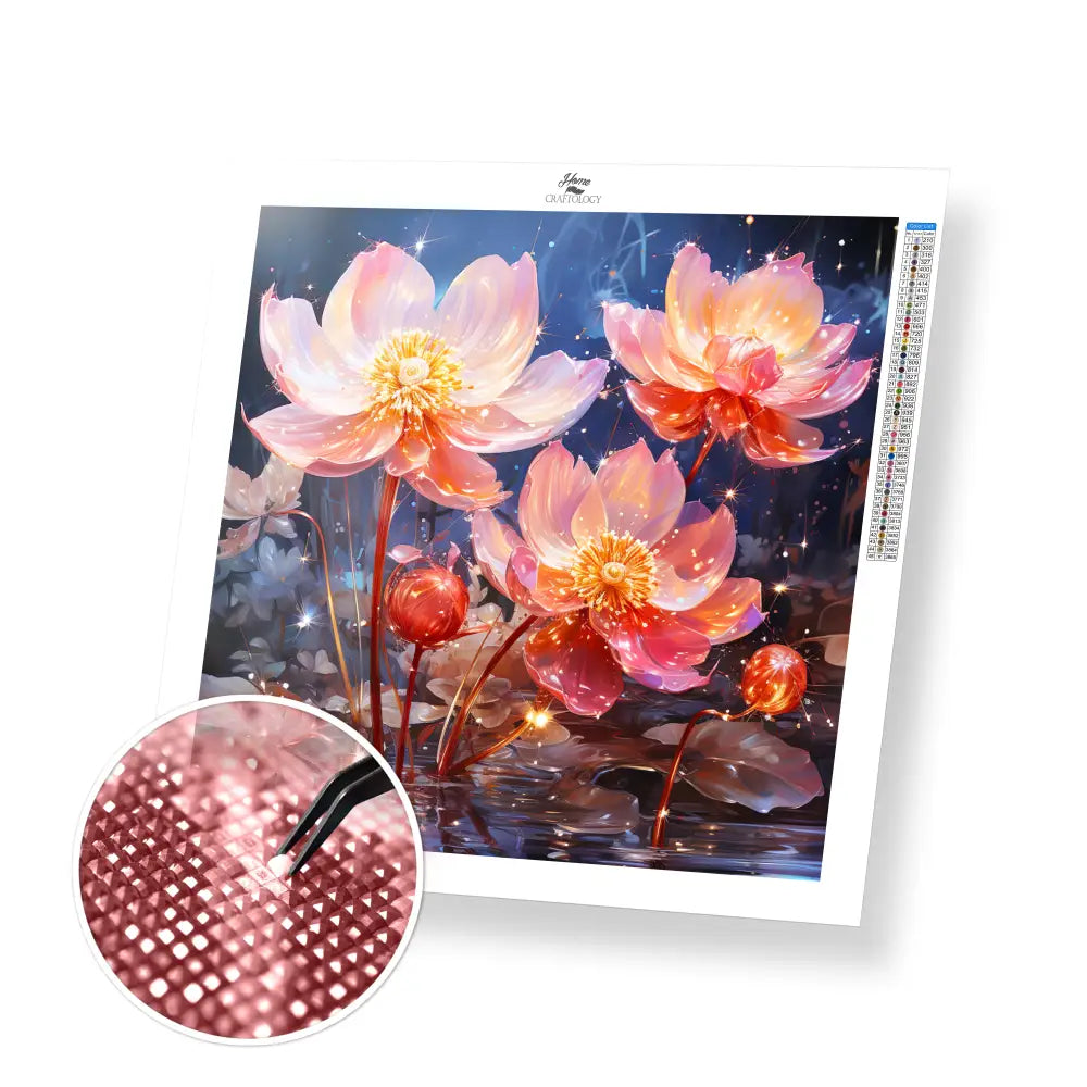 Sparkling Flowers - Exclusive Premium Diamond Painting Kit - 30x30cm / 12x12’’ / Square (Most Popular) / No Frame