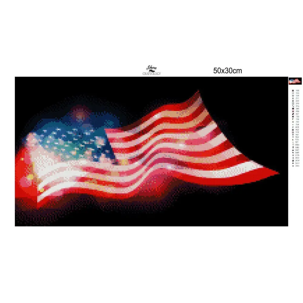 Sparkling USA Flag - Diamond Painting Kit - Home Craftology