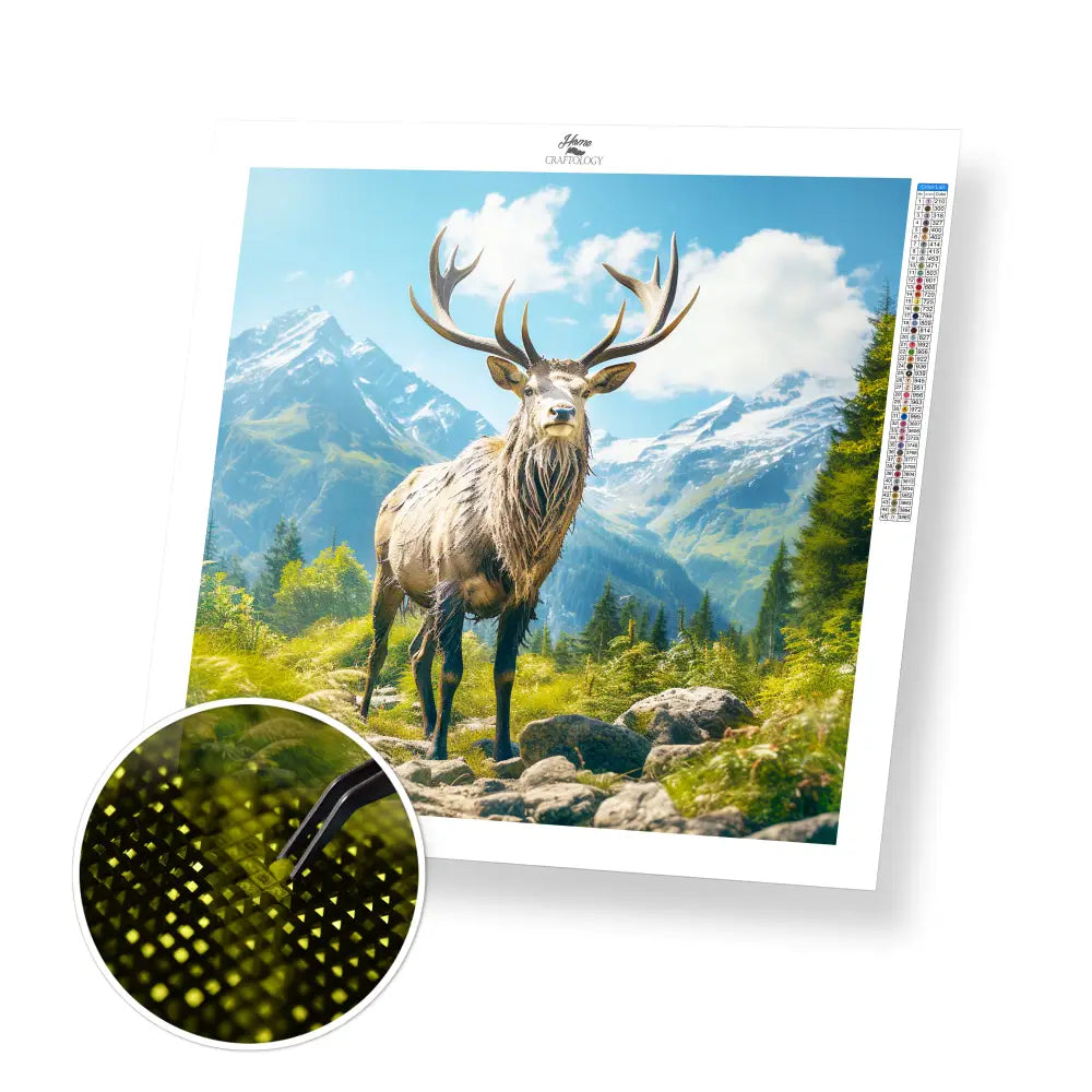 Stag - Exclusive Premium Diamond Painting Kit - 30x30cm / 12x12’’ / Square (Most Popular) / No Frame - Diamond Painting
