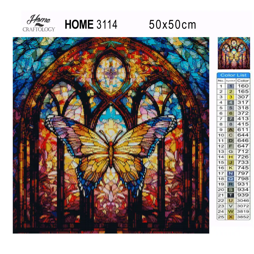 Stained Glass Butterfly - Exclusive Premium Diamond Painting Kit - Diamond Painting Kit