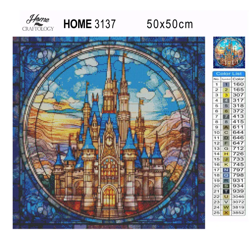 Stained Glass Castle - Exclusive Premium Diamond Painting Kit - Diamond Painting Kit