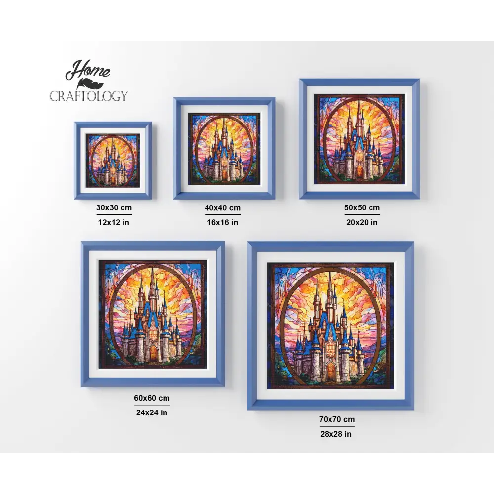 Stained Glass Castle Sunset - Exclusive Premium Diamond Painting Kit - Diamond Painting Kit