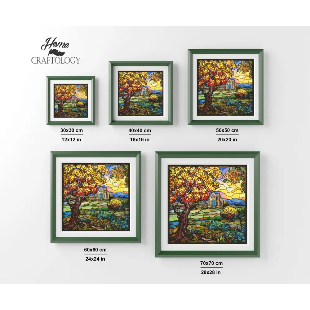 Stained Glass Church in Orchard - Exclusive Premium Diamond Painting Kit - Diamond Painting Kit