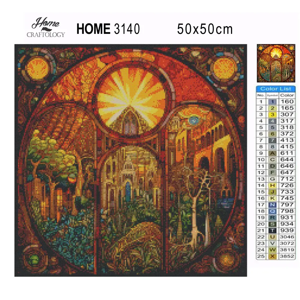 Stained Glass City - Exclusive Premium Diamond Painting Kit - Diamond Painting Kit