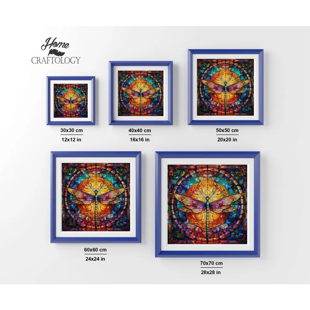 Stained Glass Colorful Dragonfly - Exclusive Premium Diamond Painting Kit - Diamond Painting Kit
