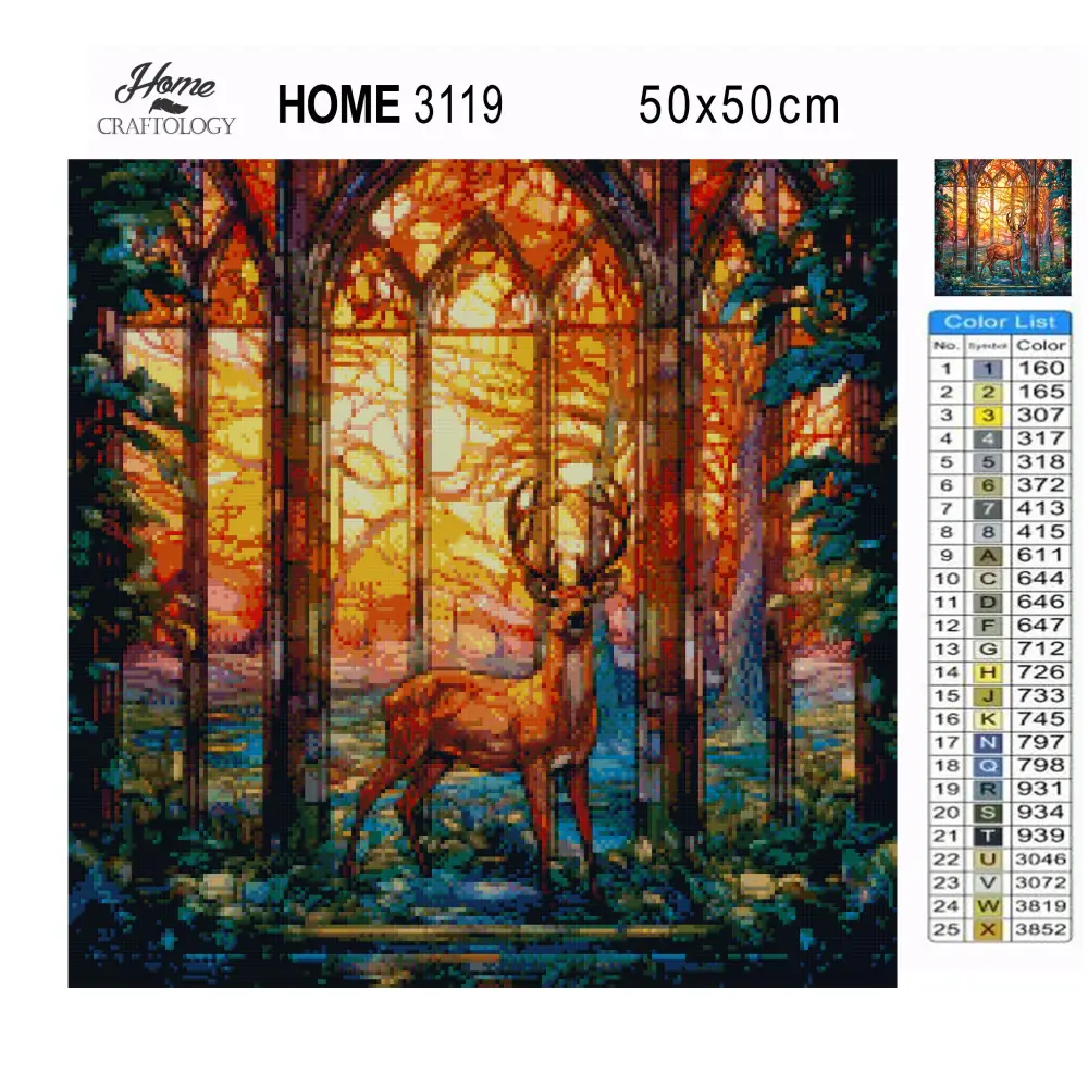 Stained Glass Deer - Exclusive Premium Diamond Painting Kit - Diamond Painting Kit