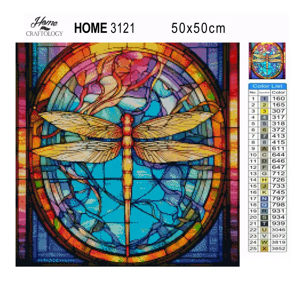 Stained Glass Dragonfly - Exclusive Premium Diamond Painting Kit - Diamond Painting Kit
