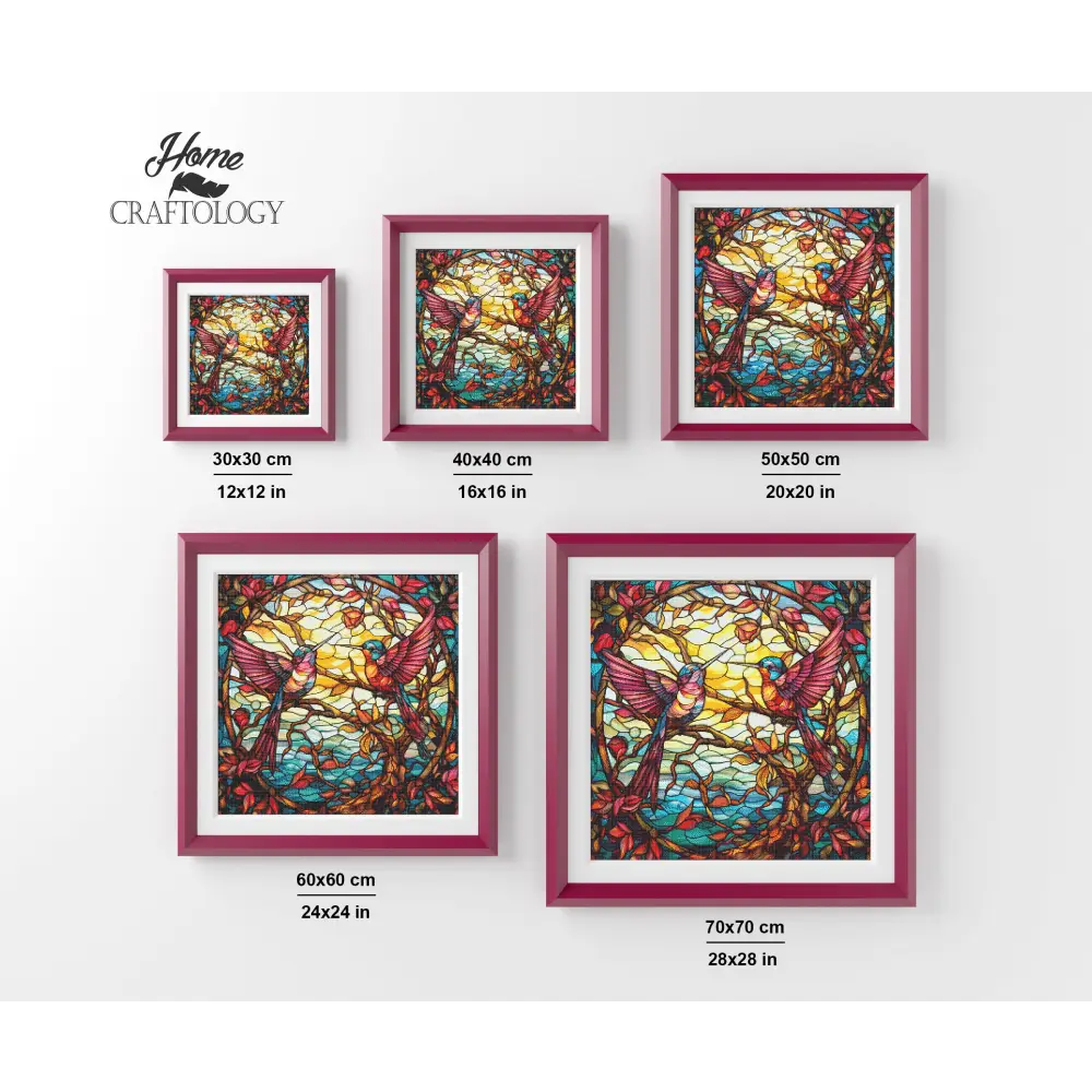 Stained Glass Hummingbirds - Exclusive Premium Diamond Painting Kit - Diamond Painting Kit